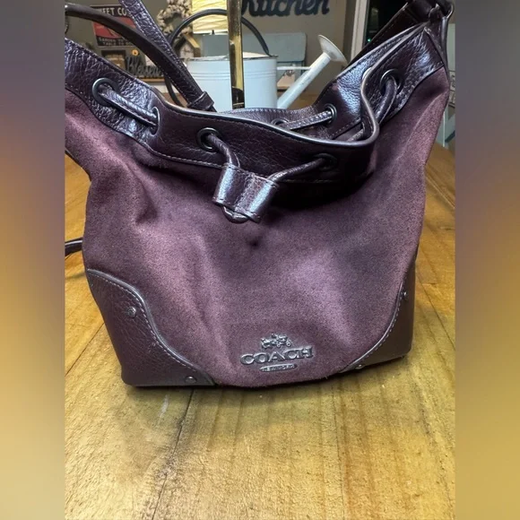 COACH Pristine Baby Mickie
Drawstring Shoulder Bag Suede - Picture 2 of 11